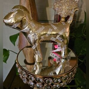 Victoria’s Secret PINK Metallic Gold Vinyl w/White Letters Collectible Dog